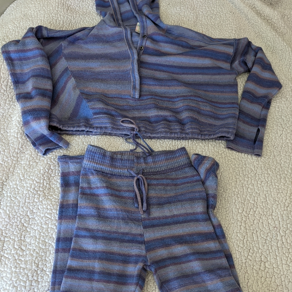 Free People Striped Purple and Blue Lounge Set